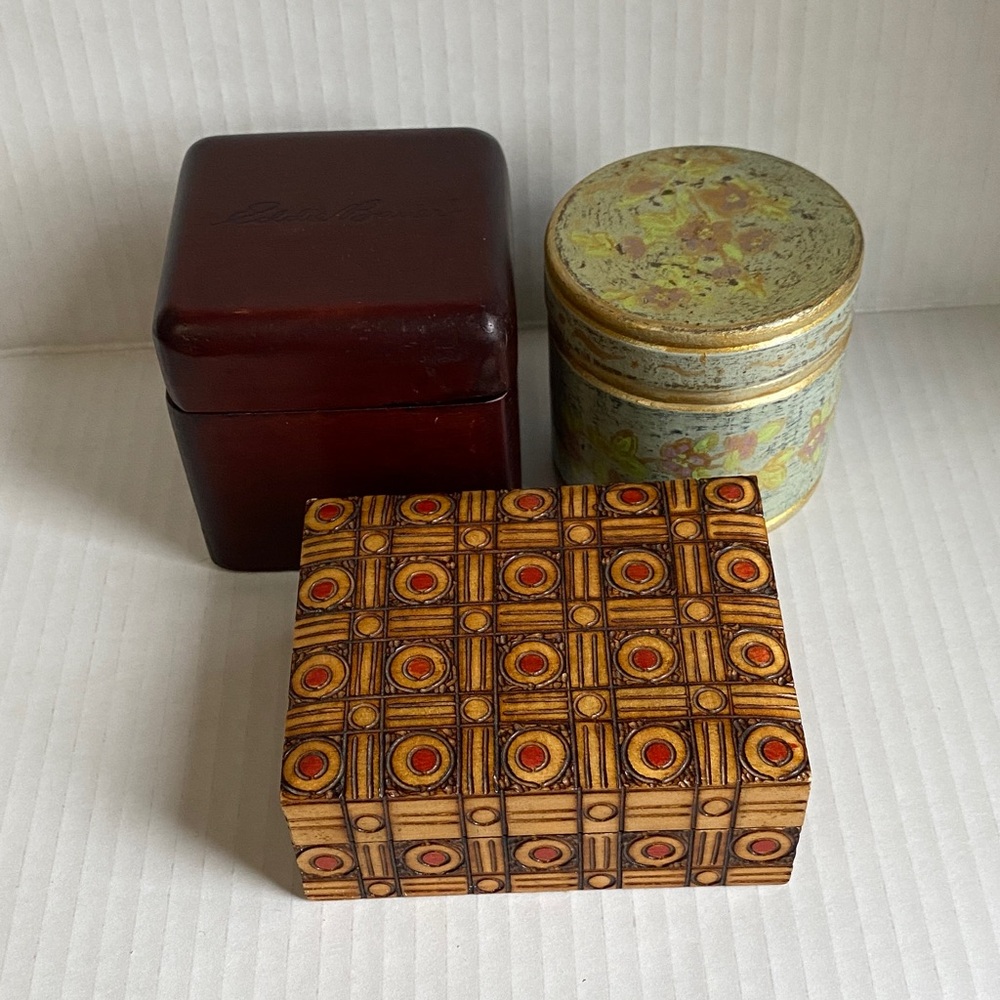Set of Three Decorative Wooden Boxes